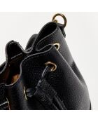 Mini Livy zwarte leren emmertas - 18x21,5x11 cm