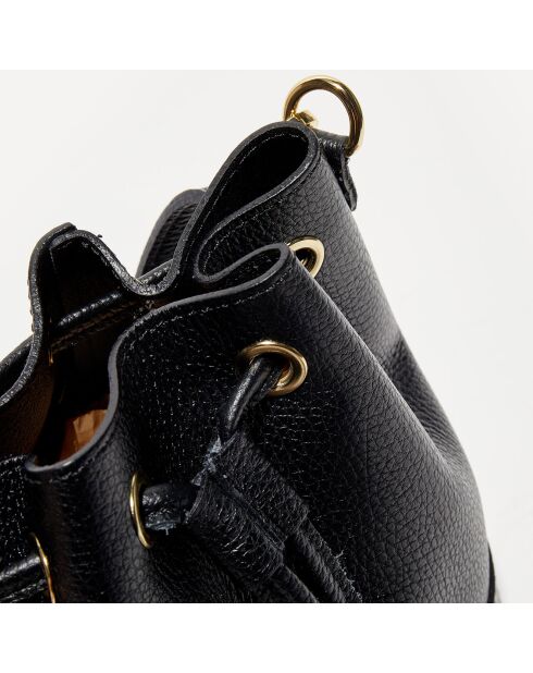 Mini Livy zwarte leren emmertas - 18x21,5x11 cm