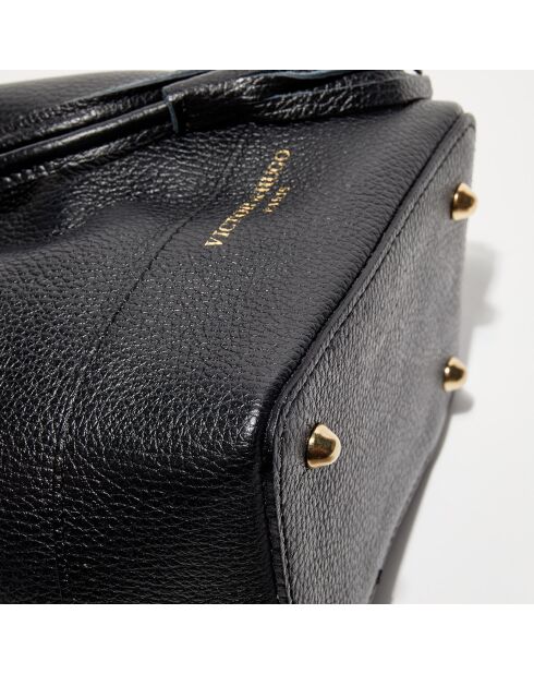 Mini Livy zwarte leren emmertas - 18x21,5x11 cm