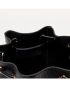 Mini Livy zwarte leren emmertas - 18x21,5x11 cm