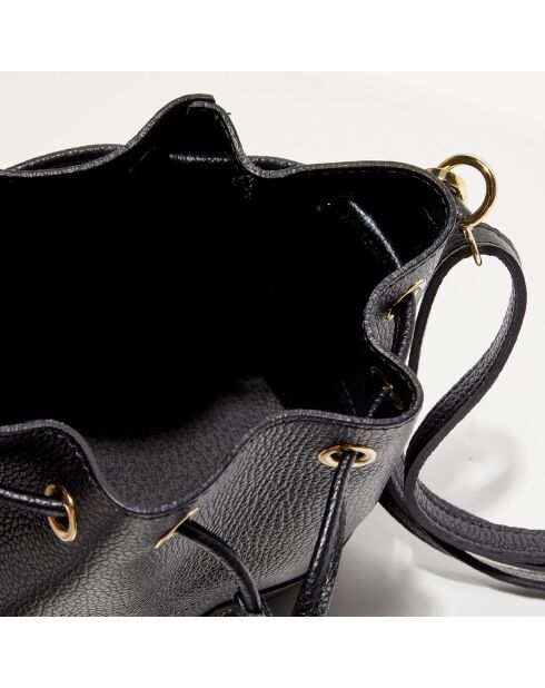 Mini Livy zwarte leren emmertas - 18x21,5x11 cm