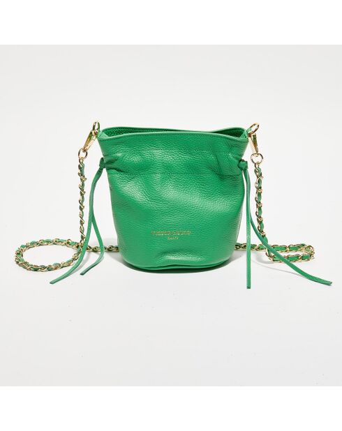 Eonora groene leren schoudertas - 17x19,5x15 cm