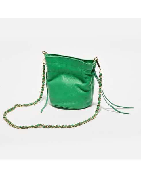 Eonora groene leren schoudertas - 17x19,5x15 cm