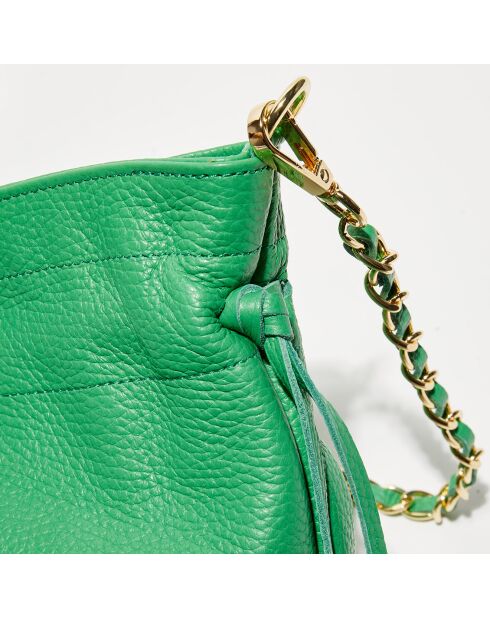 Eonora groene leren schoudertas - 17x19,5x15 cm