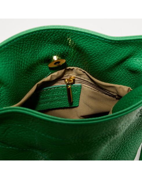 Bandolera Eonora de piel verde - 17x19,5x15 cm