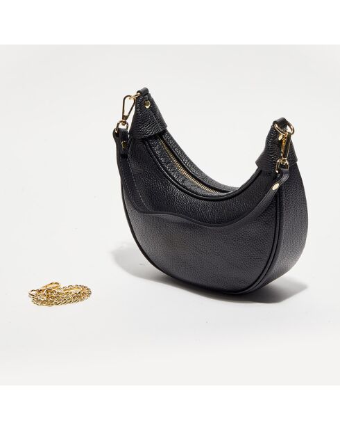 Bandolera de piel negra Tiva - 23,5x13,5x6,5 cm