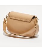 Schultertasche aus Leder in Schwarz und Beige - 20x14x5 cm