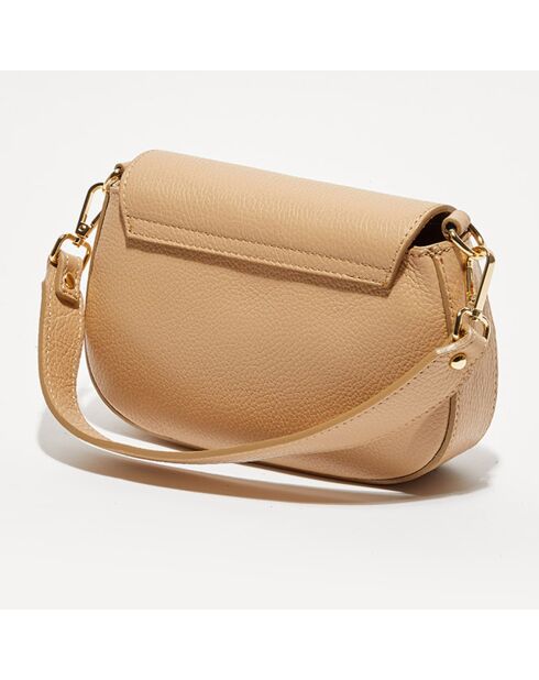 Schultertasche aus Leder in Schwarz und Beige - 20x14x5 cm