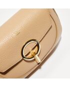 Schultertasche aus Leder in Schwarz und Beige - 20x14x5 cm