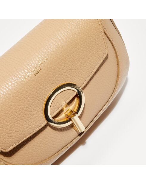 Schultertasche aus Leder in Schwarz und Beige - 20x14x5 cm