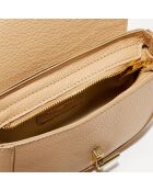 Schultertasche aus Leder in Schwarz und Beige - 20x14x5 cm