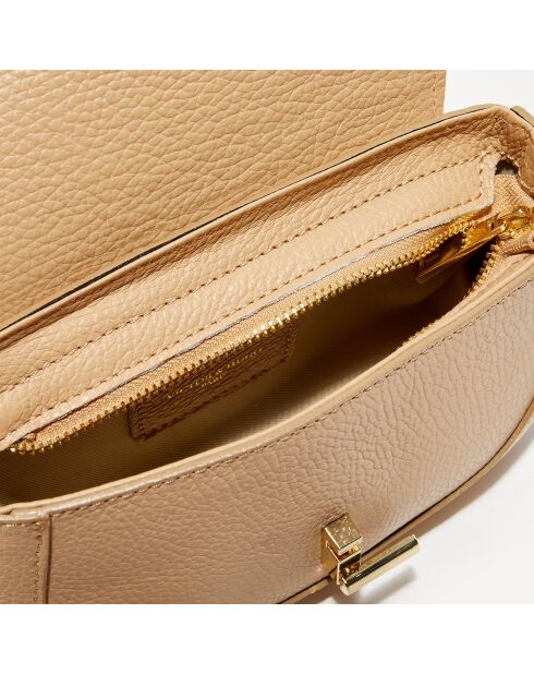 Schultertasche aus Leder in Schwarz und Beige - 20x14x5 cm