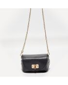 Sac bandoulière en Cuir Brise noir - 16x10x9 cm