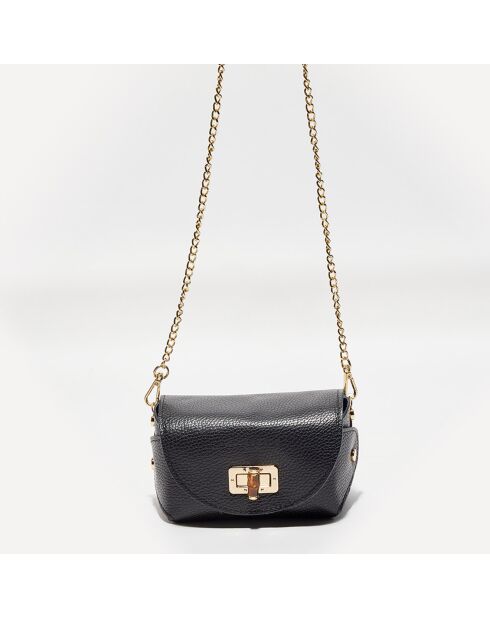 Sac bandoulière en Cuir Brise noir - 16x10x9 cm