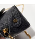 Sac bandoulière en Cuir Brise noir - 16x10x9 cm