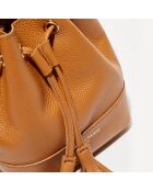 Mini Livy Beuteltasche aus Leder, Camel, 18 x 21,5 x 11 cm