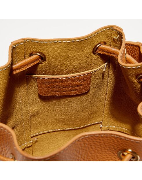 Mini Livy Beuteltasche aus Leder, Camel, 18 x 21,5 x 11 cm