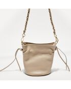 Sac bandoulière en Cuir Eonora beige - 17x19.5x15 cm