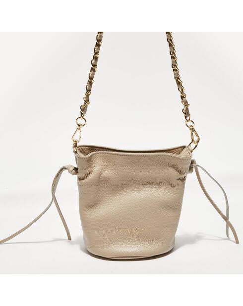 Sac bandoulière en Cuir Eonora beige - 17x19.5x15 cm