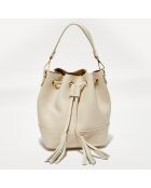 Sac seau en Cuir Mini Livy blanc cassé - 18x21.5x11 cm