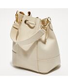 Sac seau en Cuir Mini Livy blanc cassé - 18x21.5x11 cm
