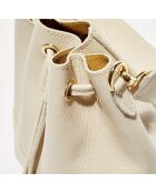 Sac seau en Cuir Mini Livy blanc cassé - 18x21.5x11 cm
