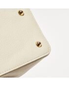 Sac seau en Cuir Mini Livy blanc cassé - 18x21.5x11 cm