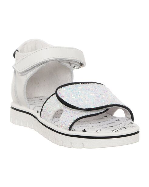Wit/zwarte leren sandalen van Amaya