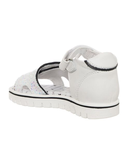 Wit/zwarte leren sandalen van Amaya