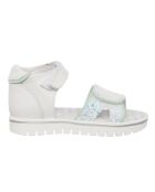 Weiße/grüne Dona-Ledersandalen