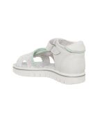 Weiße/grüne Dona-Ledersandalen