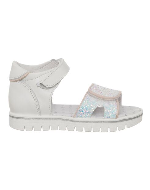 Sandalias Eleo de piel blanca/rosa