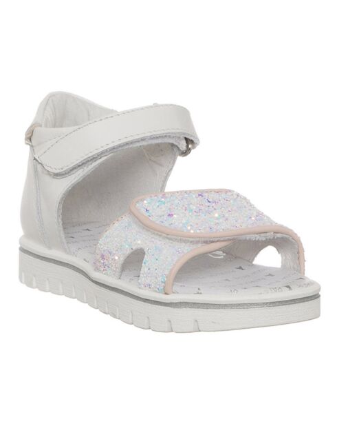 Sandalias Eleo de piel blanca/rosa