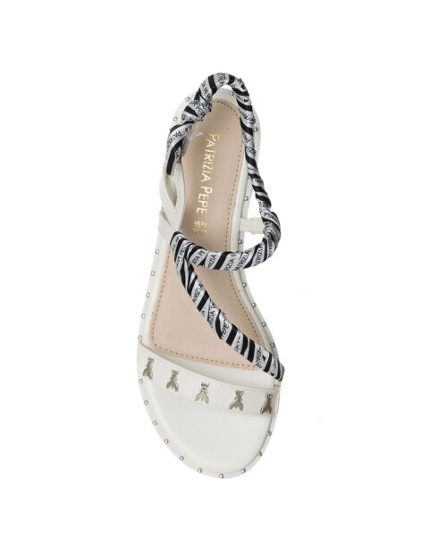Dream weiß/schwarze Ledersandalen