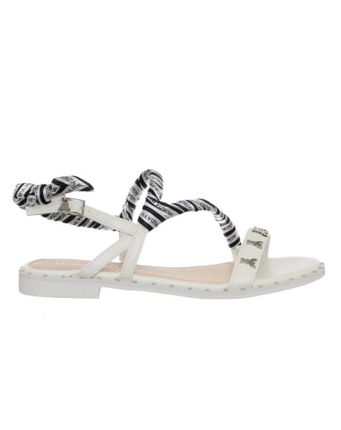 Dream weiß/schwarze Ledersandalen