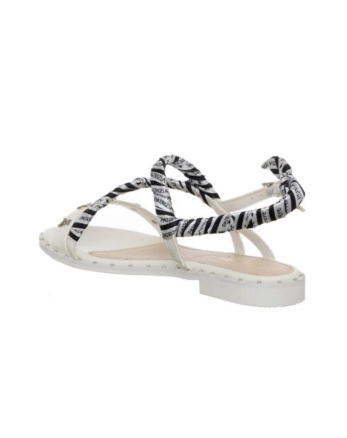 Dream weiß/schwarze Ledersandalen