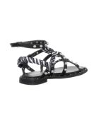 Schwarze Juni Ledersandalen