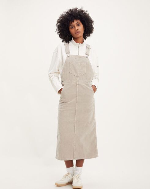 Robe salopette en Velours côtelé Hendrix beige