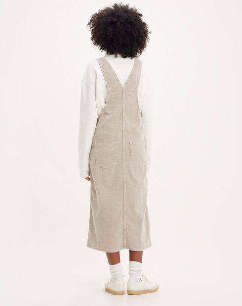 Robe salopette en Velours côtelé Hendrix beige
