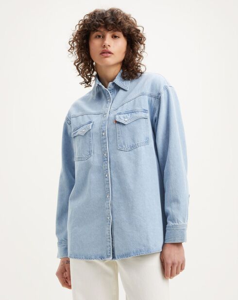 Chemise en jean Dorsey Xl oversize Western bleu clair