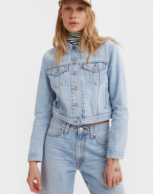 Veste en Jean Crop Trucker bleu clair