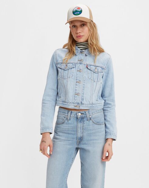 Veste en Jean Crop Trucker bleu clair