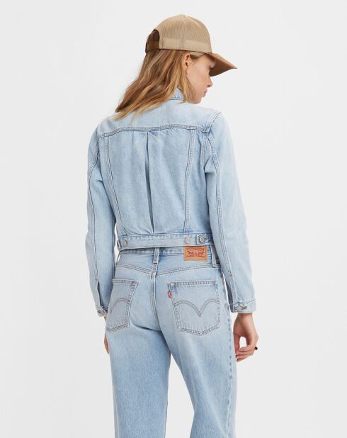 Veste en Jean Crop Trucker bleu clair