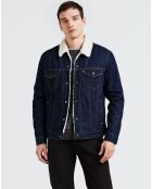 Veste en jean fourrée Sherpa bleu brut