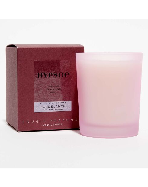 Bougie parfumée verre coloré dépoli Fleurs Banches - 1 mèche 50h