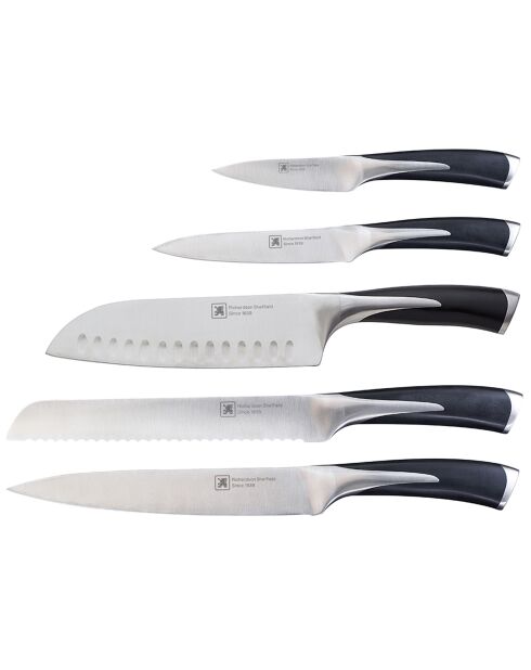 Portacoltelli da cucina Kyu grigio/nero in 5 pezzi