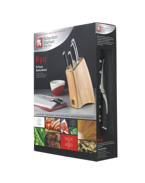 Portacoltelli da cucina Kyu grigio/nero in 5 pezzi