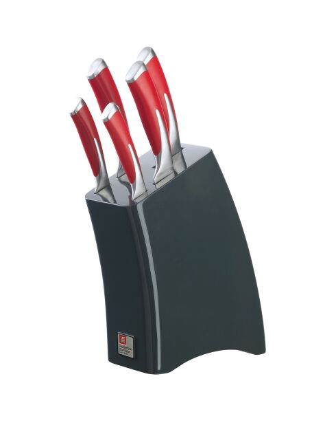 Bloc 5 couteaux de cuisine Kyu rouge/gris