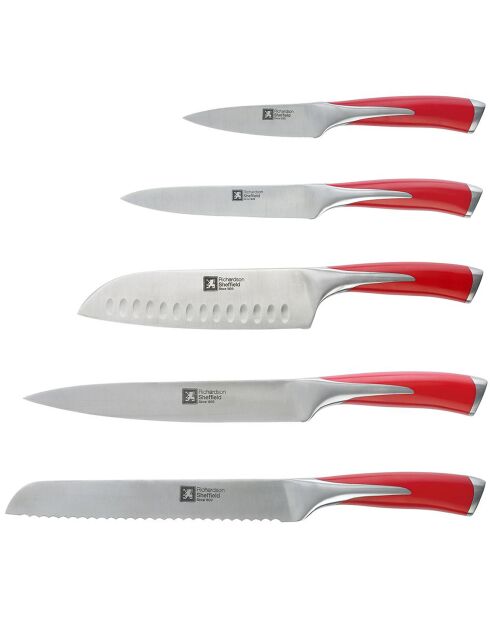 Portacoltelli da cucina Kyu rosso/grigio in 5 pezzi