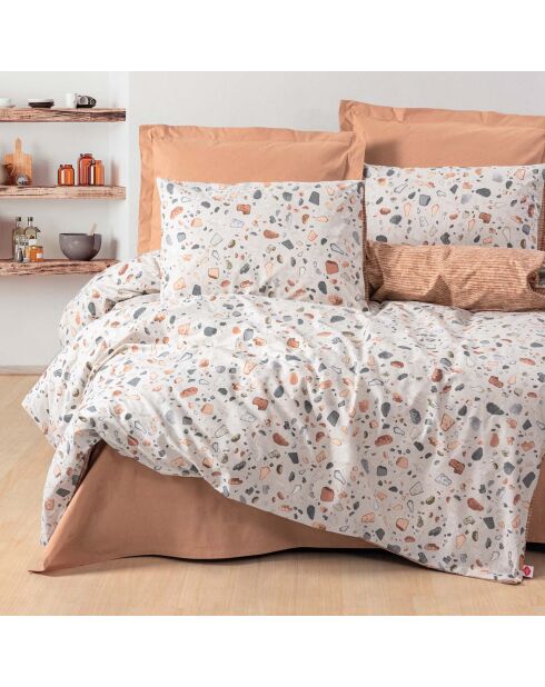 Parure housse de couette Oniks caramel/blanc